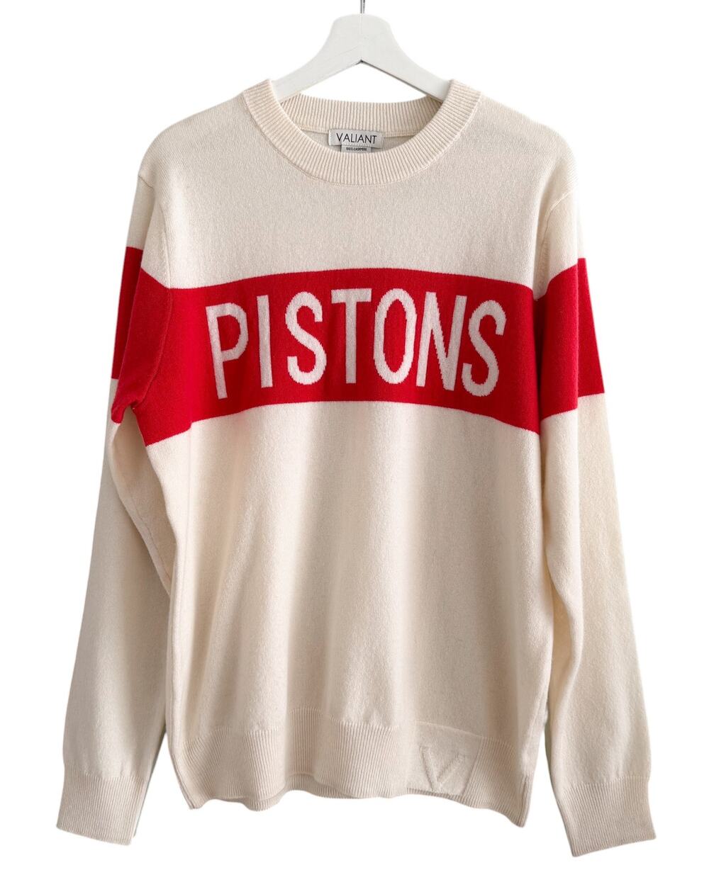 Valiant Luxury 100% Cashmere PISTONS Sweater Retro Basketball Large